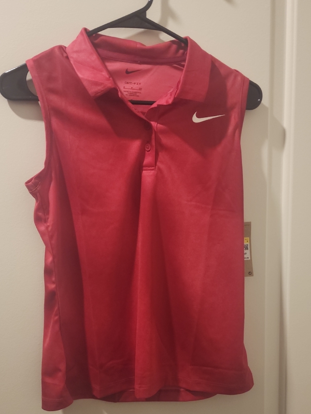 Nike Red Sleeveless Polo with White Swoosh